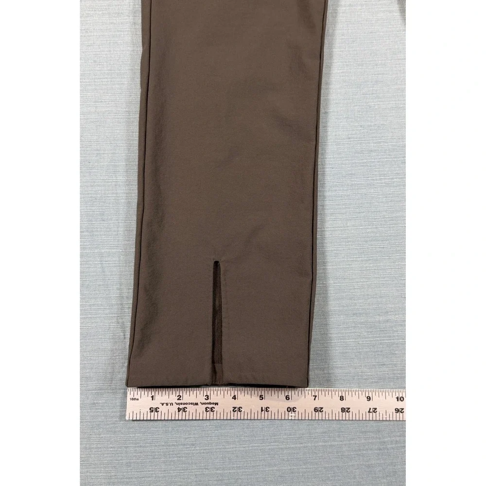 Athleta‎ Womens Brown High Rise Straight Leg Front Slit Ankle Pants Size 8